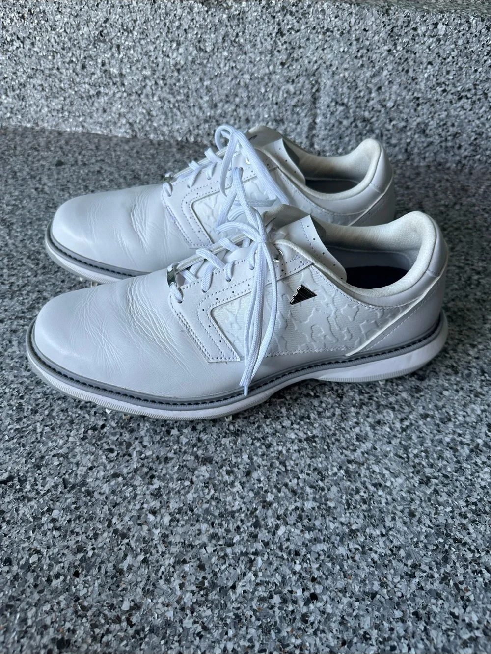White Adidas Men's Leather Golf Shoes